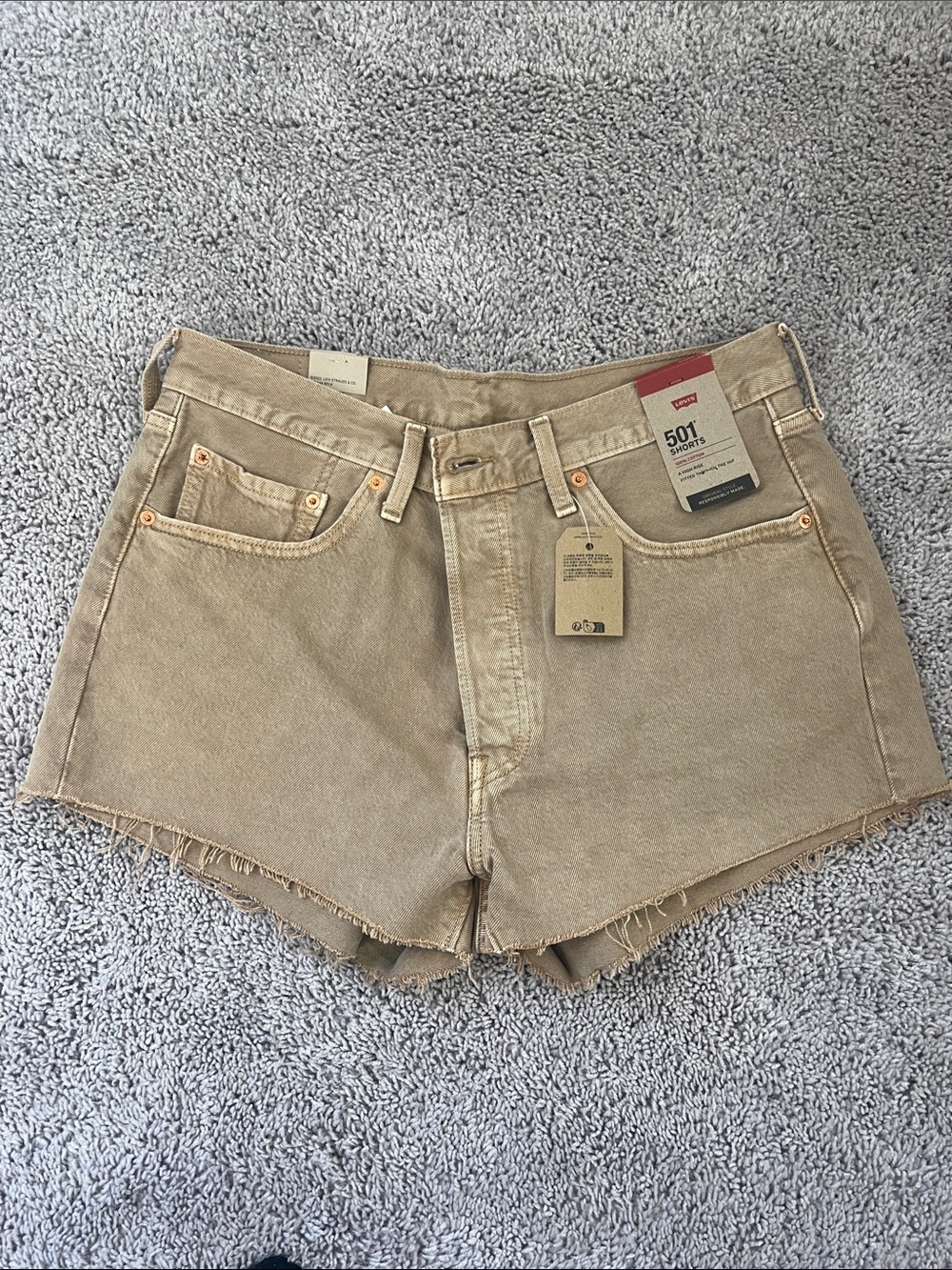 Levi's Khaki High-Rise Cutoff Denim Shorts